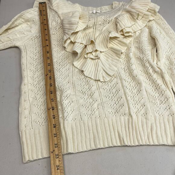 Tularosa Manny Sweater pointelle knit ruffled trim flared sleeves sweater Large - Picture 10 of 11